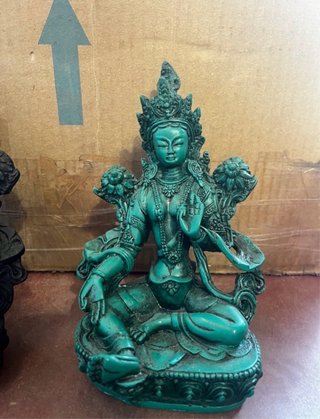 ESTATUA FIGURA BUDA TARA VERDE TURQUESA. HOGAR