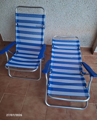 2x Sillas MARINERAS Playa Rayas Azul y Blanco