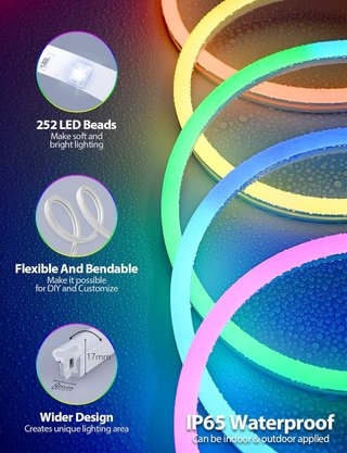 Tira LED Neón RGB 3m Bluetooth Mando