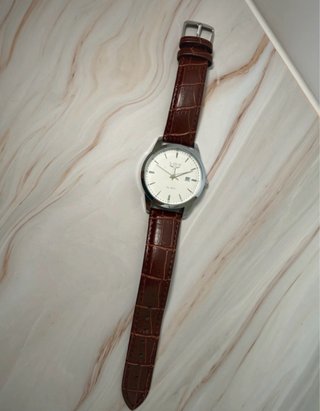 Reloj LIGE Hombre Correa Marrón y Esfera Plateada