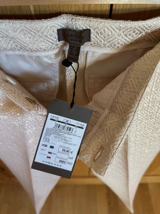 Pantalón pitillo Cortefiel beige/dorado a estrenar