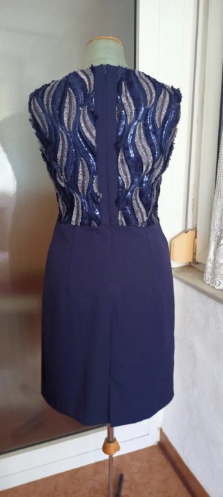 Vestido fiesta invitada azul plateado T.L