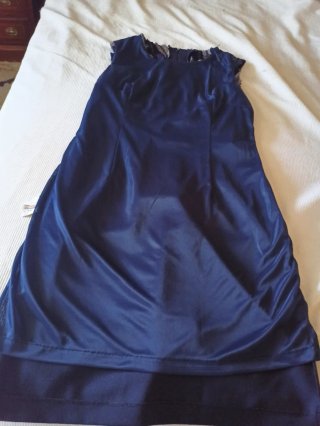 Vestido fiesta invitada azul plateado T.L