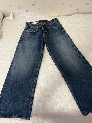 Pantalón vaquero Zara Wide Leg Low Rise Cropped