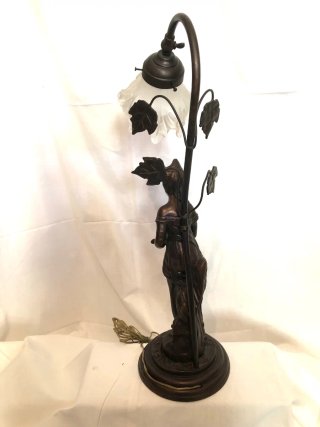Lampada Liberty Donna Foglie Vetro