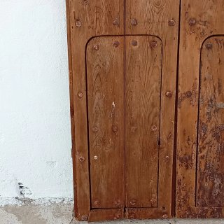 Ventana antigua madera 2 hojas clavos 110x86cm