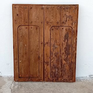 Ventana antigua madera 2 hojas clavos 110x86cm