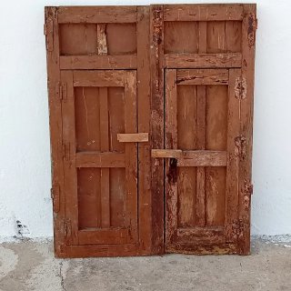 Ventana antigua madera 2 hojas clavos 110x86cm