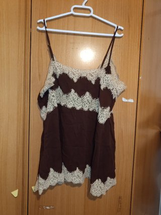 Blusa Zara encaje marrón Talla XL
