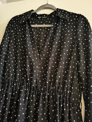 Vestido MIDI Zara Negro Topos T.42