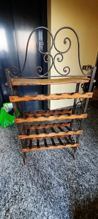Porta bottiglie VINTAGE in metallo e legno