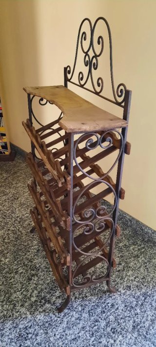 Porta bottiglie VINTAGE in metallo e legno