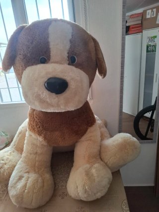 Peluche Perro Gigante Marrón y Beige