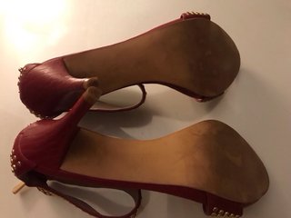 Sandalias Zara Tacon Tachuelas Rojas Doradas