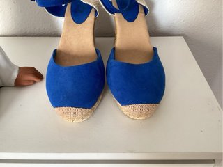 Alpargatas Piel Azul Klein Talla 39 Nuevas