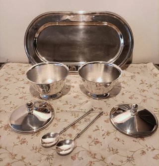 Conjunto azucareros y bandeja plateado
