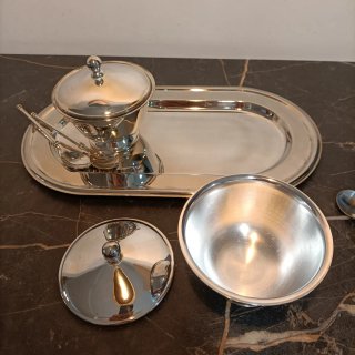 Conjunto azucareros y bandeja plateado