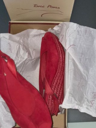 Sandalias cuña esparto Toni Pons rojas