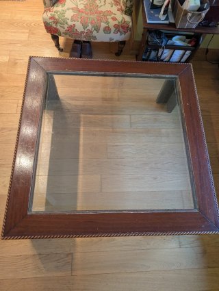 Mesa de centro madera y cristal 110x110x47