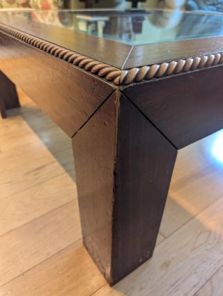 Mesa de centro madera y cristal 110x110x47