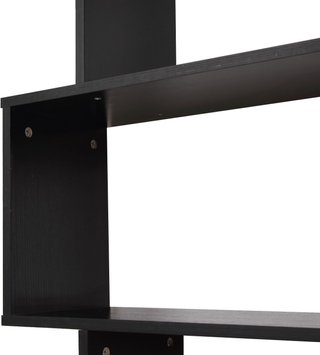 Librería De Diseño, Librería de Pared Negra, 6 Estantes Descompuestos, Estructura en Zig-Zag, Moderna, Resistente, de Madera, para Salón y Oficina, 80X24X191Cm, Negro