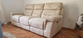 Sofá reclinable beige 3 plazas