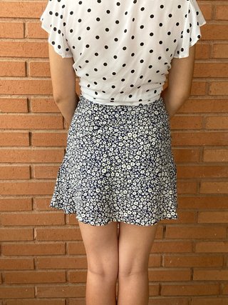 Falda pantalón Mango floral mini