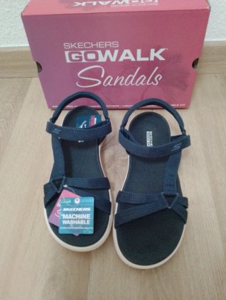 Sandalias Skechers Go Walk Mujer Azul