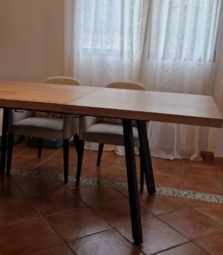 Mesa comedor extensible madera y metal