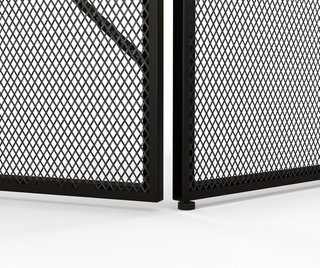 Rejilla Parascintille para Chimenea Plegable de 3 Paneles, Pantalla para Chimenea de Acero con Diseño Geométrico, 135X1.2X85Cm, Negro