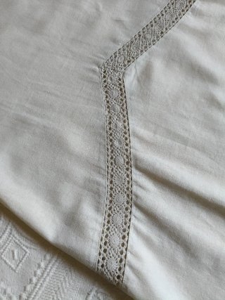 Vestido de lino beige/blanco talla M