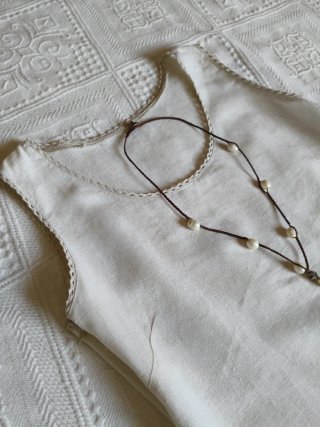 Vestido de lino beige/blanco talla M