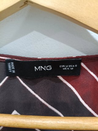 Vestido Mango estampado marrón y rojo