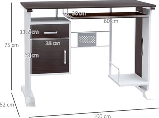 Escritorio para Computadora Porta PC, Escritorio para Habitación y Oficina con Cajón de Madera 100X52X75 Cm