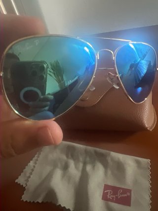 Gafas Ray-Ban Aviator Originales Doradas Azules