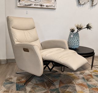 Butaca relax reclinable piel beige, 2 motores