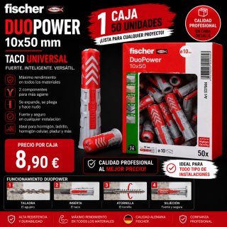 Fischer DUOPOWER 10x50 mm Tacos Universales