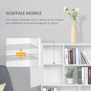 Estantería Multifuncional Ahorra Espacio Con 2 Puertas Para Sala De Estar Paneles De Partículas 80 X 23.5 X 123Cm Blanco