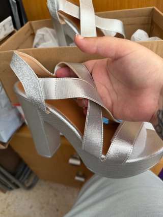 Zapatos tacón plataforma plateados