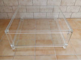 Mesa centro cristal y metacrilato transparente