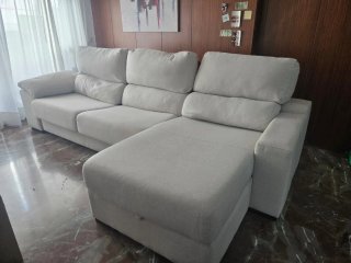 Sofá modular tela beige, Cama de 1.40