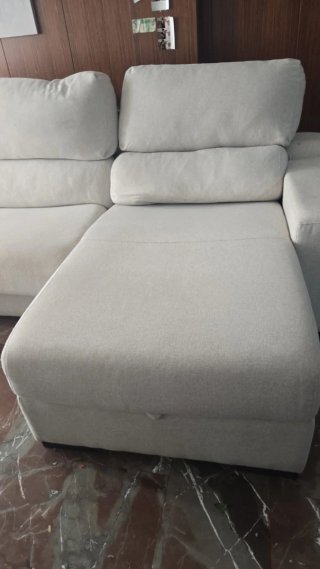 Sofá modular tela beige, Cama de 1.40