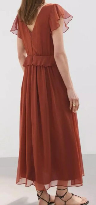 Vestido comprido MNG com folhos - Tamanho M