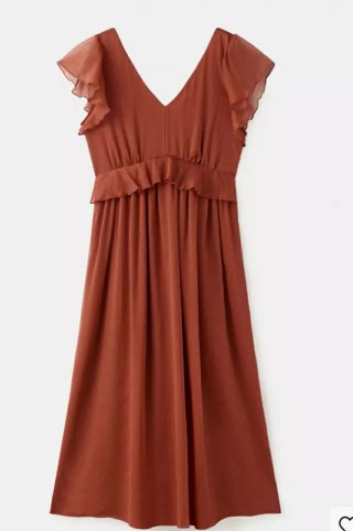 Vestido comprido MNG com folhos - Tamanho M