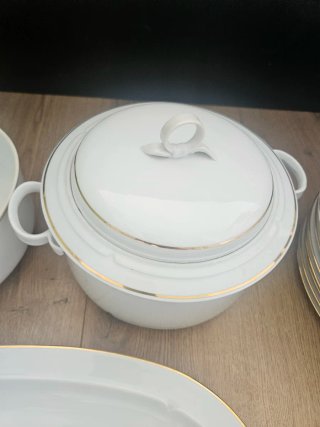 Vajilla Bidasoa Porcelana Blanca Filo Dorado
