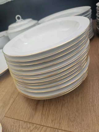 Vajilla Bidasoa Porcelana Blanca Filo Dorado
