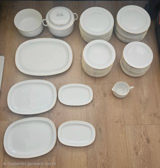 Vajilla Bidasoa Porcelana Blanca Filo Dorado