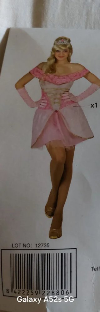 Disfraz Princesa Rosa, Guantes,M-L pendientes ros