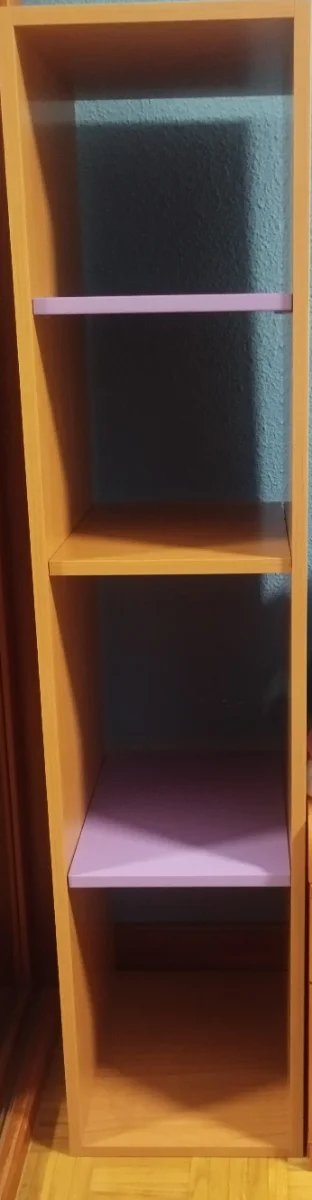 Estanterías madera y morado (4 uds)