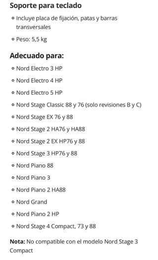 Soporte Teclado Nord Stage